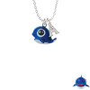 Resin Blue Baby Whale Crystal Initial - Sophia Necklace