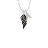 Medium Black Enamel Angel Wing Crystal Initial - Sophia Necklace