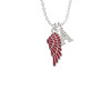 Medium Translucent Red Angel Wing Crystal Initial - Sophia Necklace