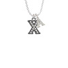 Crystal Black Initial - X - Beaded Border - Crystal Initial - Sophia Necklace