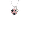 2-D Pink Soccer ball Crystal Initial - Sophia Necklace