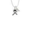 Scroll Ribbon with Black Crystal Crystal Initial - Sophia Necklace
