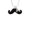 Large Black Enamel Mustache Crystal Initial - Sophia Necklace