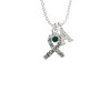 Scroll Ribbon with Green Crystal Crystal Initial - Sophia Necklace
