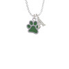 Medium Translucent Green Paw Crystal Initial - Sophia Necklace