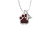 Large Maroon Paw Crystal Initial - Sophia Necklace