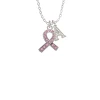 Small Pink Crystal Ribbon Crystal Initial - Sophia Necklace
