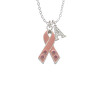 Large Pink Ribbon with Crystals Crystal Initial - Sophia Necklace