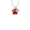 Large Red Paw Crystal Initial - Sophia Necklace