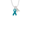 Teal Ribbon Crystal Initial - Sophia Necklace