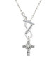 Scroll Cross with Clear Crystal To Infinity Godmother Toggle Necklace