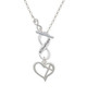 Heart Outline with diagonal Cross To Infinity Godmother Toggle Necklace