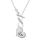 Large ''Mom'' Heart with Clear Crystal To Infinity Mother Toggle Necklace