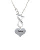 Twins Heart with Two Pair of Baby Feet To Infinity Mother Toggle Necklace