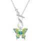 Large Lime Green & Blue Butterfly To Infinity Love Toggle Necklace