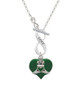 Large 2-D Claddagh on Green Heart To Infinity Love Toggle Necklace