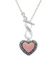 Large Pink Enamel Heart with Swirl Border To Infinity Love Toggle Necklace