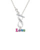 Rainbow Colored ''Love'' To Infinity Love Toggle Necklace