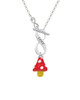 3-D Red and White Mushroom To Infinity Love Toggle Necklace