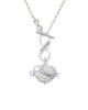 Sister Banner on Clear Crystal Heart To Infinity Sisters Toggle Necklace