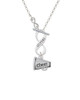 Cheer Megaphone with AB Crystal To Infinity Sisters Toggle Necklace
