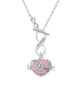 Big Sister Banner on Pink Crystal Heart To Infinity Sisters Toggle Necklace