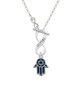 Blue Hamsa Hand with Star of David To Infinity Sisters Toggle Necklace