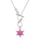 Hot Pink Snowflake with Hot Pink Crystal To Infinity Sisters Toggle Necklace