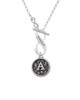 Antiqued Round Seal - Initial - A - To Infinity Family Toggle Necklace