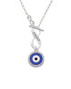 Large Blue Evil Eye with AB Crystal Border To Infinity Family Toggle Necklace