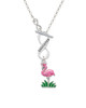 Hot Pink Enamel Flamingo with Grass To Infinity Daughter Toggle Necklace