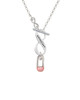 2-Sided Pink Baby Safety Pin To Infinity Grandma Toggle Necklace