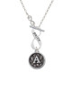 Antiqued Round Seal - Initial - A - To Infinity Faith Toggle Necklace