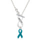 Teal Ribbon To Infinity Faith Toggle Necklace