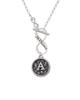 Antiqued Round Seal - Initial - A - To Infinity Je t'aime Toggle Necklace