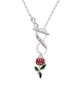 Red Rose Flower To Infinity Te Quiero Toggle Necklace