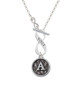 Antiqued Round Seal - Initial - A - To Infinity Niece Toggle Necklace