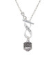 Silver Tone Celtic Knot Band Spinner To Infinity Niece Toggle Necklace