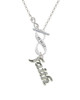 Script ''Faith'' with Clear Crystals To Infinity Psalm 46:10 Toggle Necklace