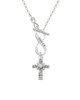 Scroll Cross with Clear Crystal To Infinity Joshua 1:9 Toggle Necklace