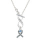 Scroll Ribbon with Light Blue Crystal To Infinity Joshua 1:9 Toggle Necklace