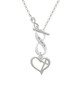 Heart Outline with diagonal Cross To Infinity Psalm 139:14 Toggle Necklace