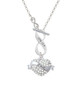 Love Banner on Clear Crystal Heart To Infinity 1 Corinthians 13:4 Toggle Necklace