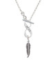 Small 3-D Feather To Infinity Matthew 5:4 Toggle Necklace