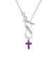 Small Purple Crystal Cross To Infinity Philippians 4:13 Toggle Necklace