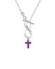 Small Purple Crystal Cross To Infinity Psalm 23:1 Toggle Necklace