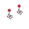 Open Rope Texas with Red Heart Red Crystal Diamond-Shape Earrings