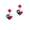 Texas Lone Star Heart Red Crystal Diamond-Shape Earrings