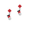 I Love Volleyball - Red Heart Red Crystal Diamond-Shape Earrings