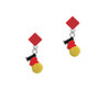 I Love Water polo - Red Heart Red Crystal Diamond-Shape Earrings